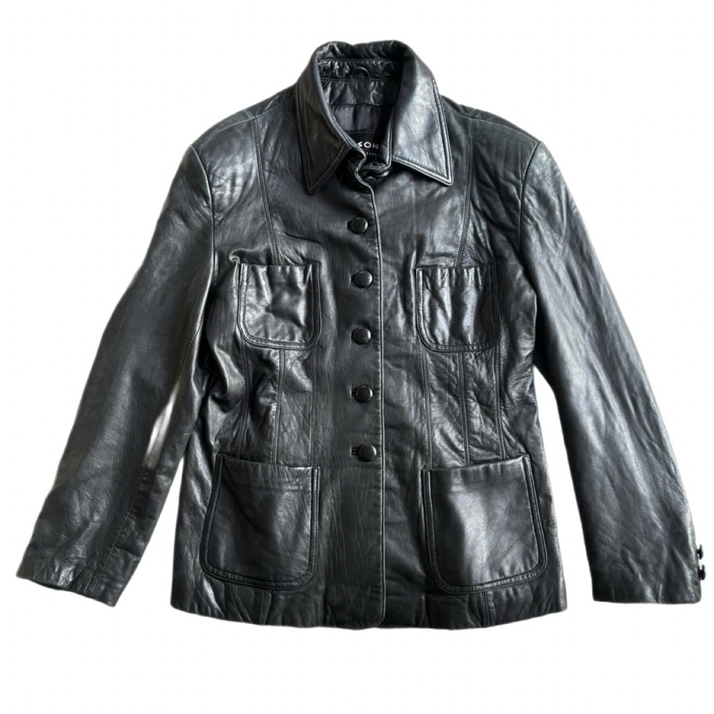 Wilsons Leather Premium Black Genuine Leather Button-Front Jacket | Size M